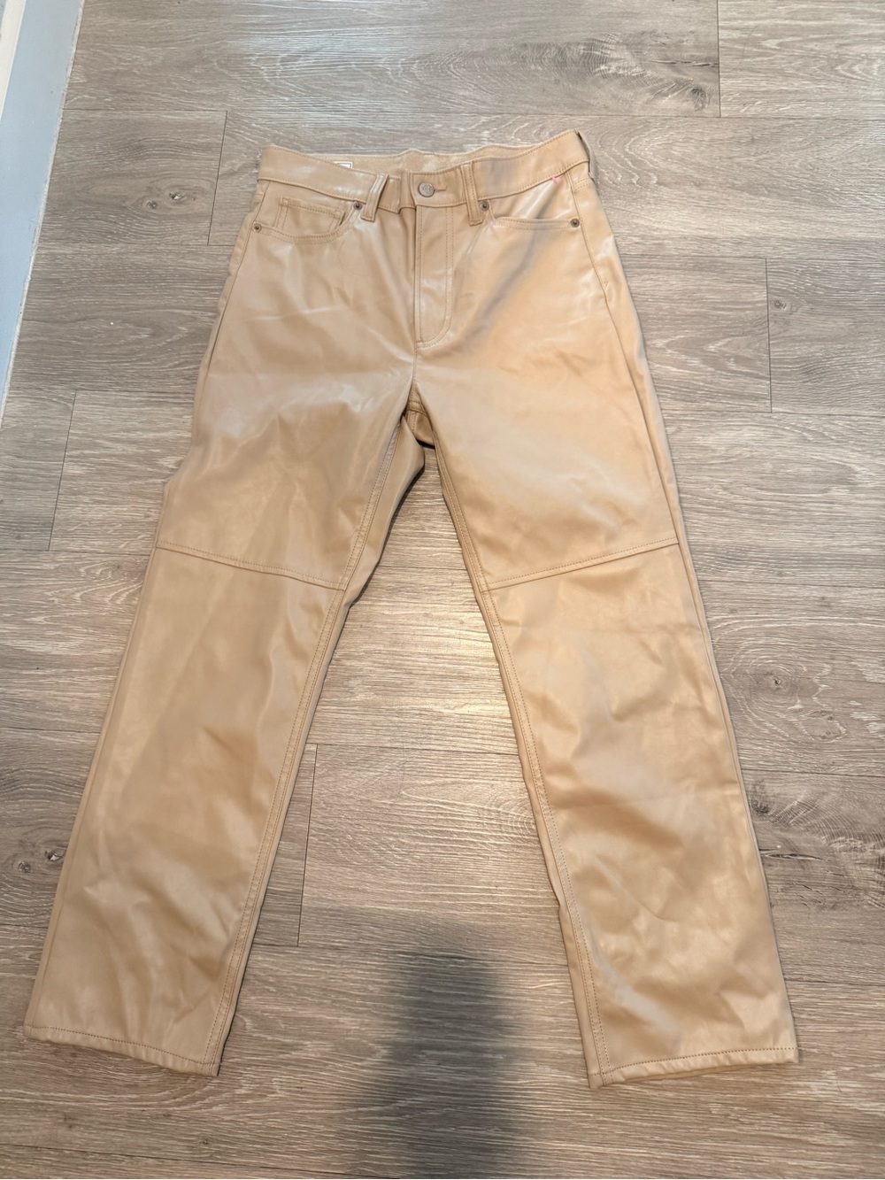 GAP Straight-Leg Faux Leather Jeans in Tan